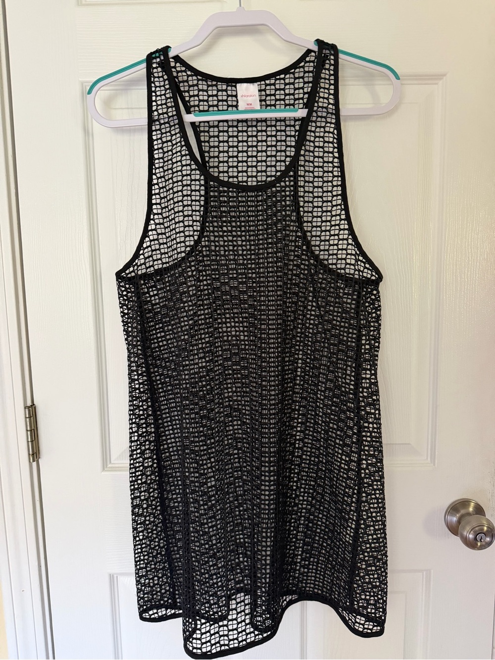 Xhilaration Black Open-Knit Mesh Tank Cover-Up
